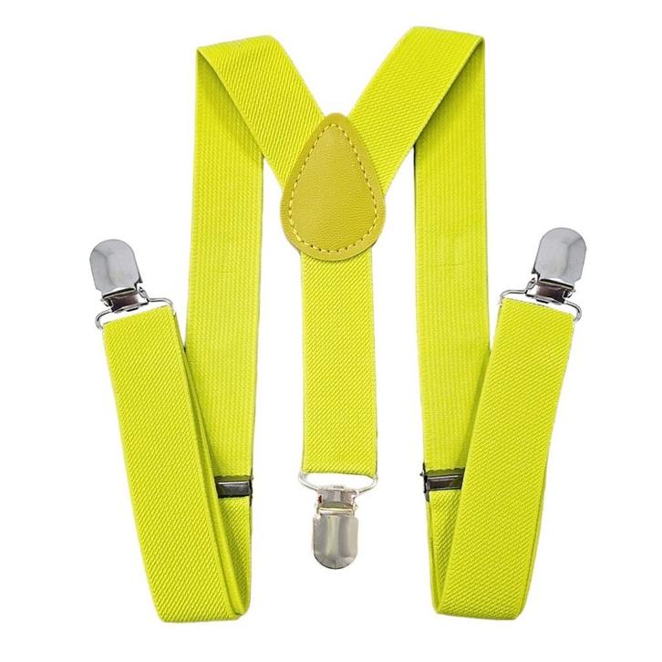 Fako Fashion - Kinder Bretels - Effen - 65cm - Fluo Geel, Kinderen en Baby's, Kinderkleding | Overige, Verzenden