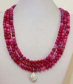 Lange Agata Rosa-halsketting met ontklembare witte