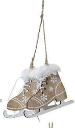 Houten Schaatsen Naturel hanger 8 cm per stuk, Nieuw