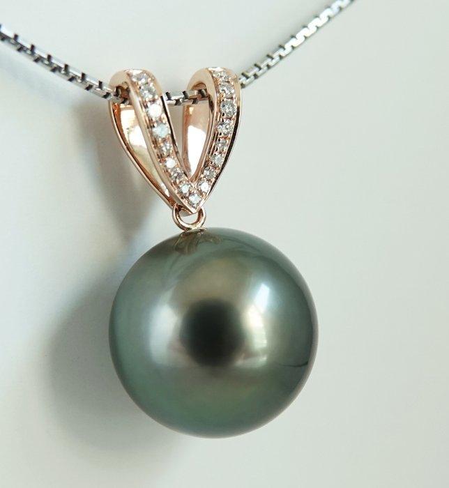 Hanger - 18 karaat Roségoud Parel - Diamant - Levendig, Handtassen en Accessoires, Antieke sieraden