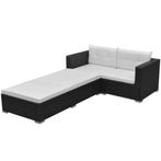 vidaXL 3-delige Loungeset met kussens poly rattan zwart, Tuin en Terras, Tuinsets en Loungesets, Verzenden, Nieuw, Loungeset