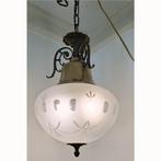 Lampe à suspendre - Laiton, Verre - Lampe suspendue vintage, Antiquités & Art
