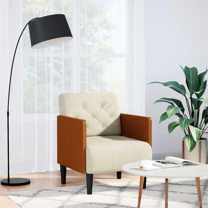 vidaXL Fauteuil met armleuningen Crème 55 cm Fluweel, Huis en Inrichting, Fauteuils, Nieuw, Verzenden