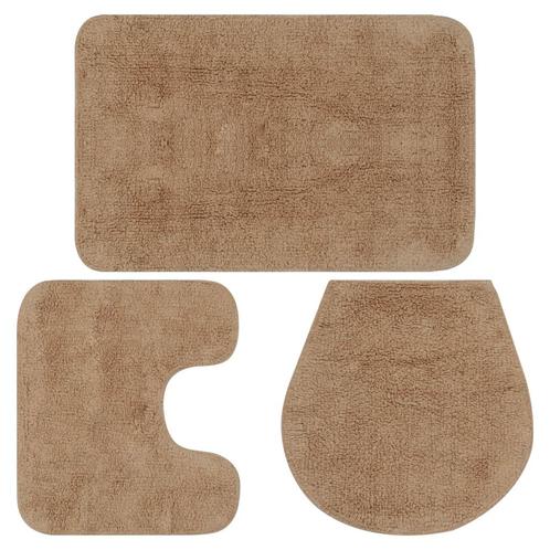 vidaXL Badmattenset stof beige 3-delig, Huis en Inrichting, Badkamer | Badtextiel en Accessoires, Nieuw, Verzenden