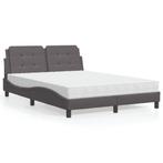 vidaXL Bed met matras kunstleer grijs 140x190 cm, Nieuw, Verzenden