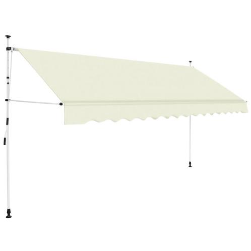 vidaXL Luifel handmatig uittrekbaar 350 cm crème, Tuin en Terras, Zonneschermen, Nieuw, Verzenden