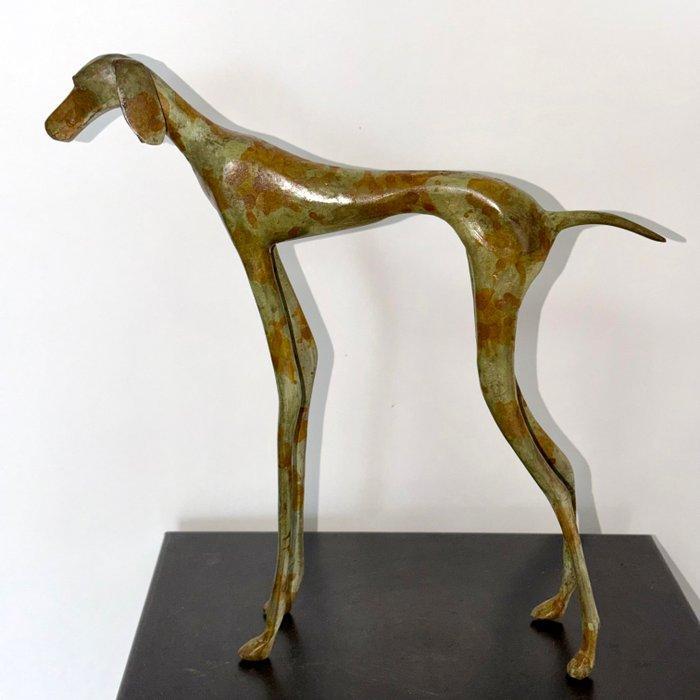 Abdoulaye Derme - sculptuur, Chien, Lévriers stylisé en, Antiquités & Art, Curiosités & Brocante