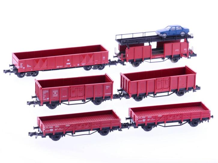Schaal N Fleischmann 5282 8200 8205 8225 DB bakwagens aut..., Hobby en Vrije tijd, Modeltreinen | N-Spoor, Gebruikt, Fleischmann