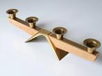 Kaarsenhouder - Messing, Hout - Modernistische kandelaar,
