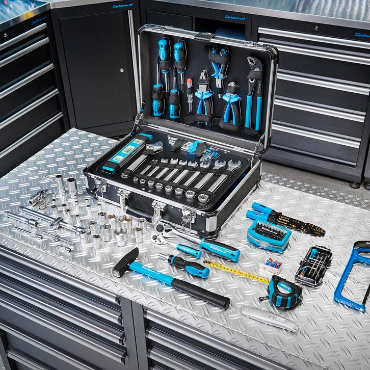 Datona 154-delige gereedschapskoffer met EVA vulling -, Doe-het-zelf en Bouw, Gereedschapskisten, Ophalen of Verzenden