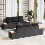 vidaXL Tuinbank Set met kussen met opslag 7 pcs Zwart Poly, Tuin en Terras, Tuinsets en Loungesets, Verzenden, Nieuw