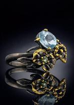 Topaas - Zilver - Ring - Floraal Elegantie