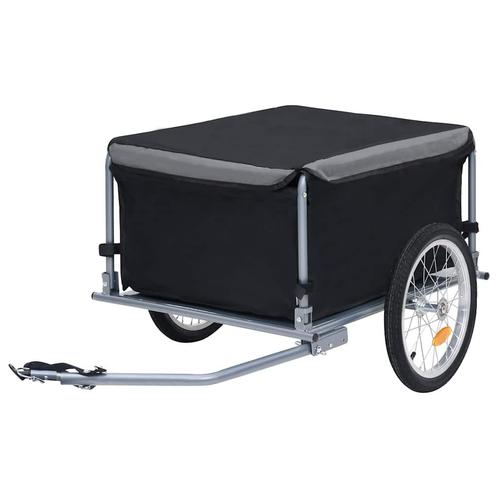 vidaXL Fietstrailer 65 kg zwart en grijs, Fietsen en Brommers, Fietsaccessoires | Aanhangwagens en Karren, Nieuw, Verzenden