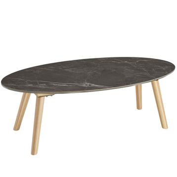 Ovale salontafel Acerra, marmerlook 100x50x34,5 cm - natuur