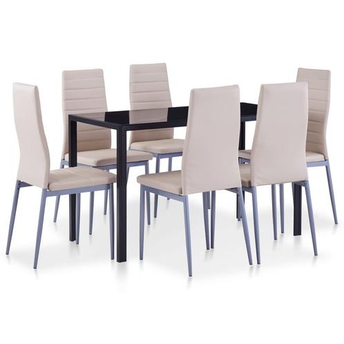 vidaXL 7-delige Eethoek cappuccino, Huis en Inrichting, Complete eetkamers, Nieuw, Verzenden