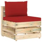 vidaXL Middenbank sectioneel met kussens groen geïmpregneerd, Tuin en Terras, Tuinsets en Loungesets, Verzenden, Nieuw