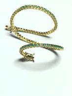 Tennis armband - 18 karaat Geel goud - 2.50ct. tw. Smaragd, Handtassen en Accessoires, Antieke sieraden