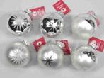 Kerstballen glas Zilver met print 12 stuks, Nieuw