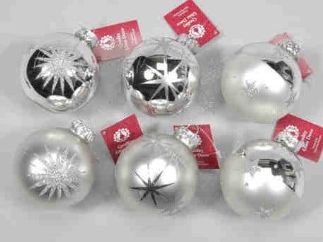 Kerstballen glas Zilver met print 12 stuks, Huis en Inrichting, Woonaccessoires | Kunstplanten en Kunstbloemen, Nieuw