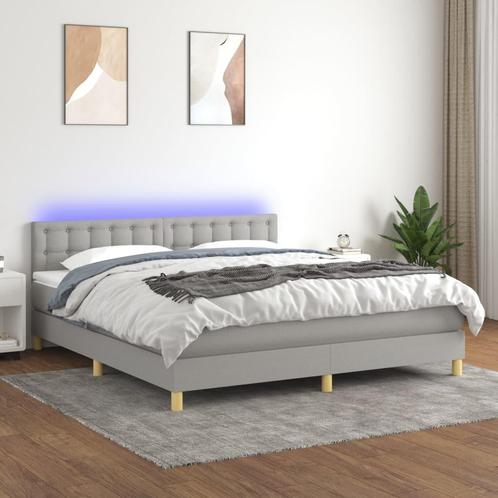 vidaXL Boxspring met matras en LED stof lichtgrijs 160x200, Huis en Inrichting, Slaapkamer | Bedden, Nieuw, Verzenden