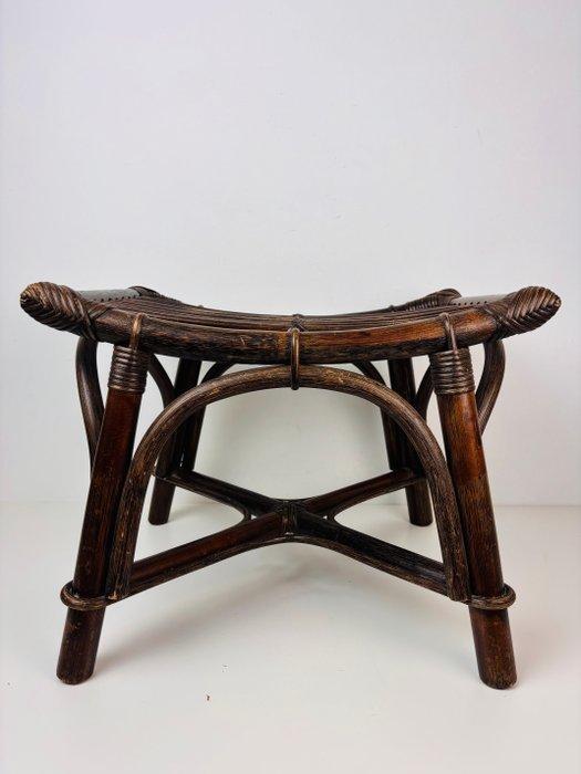 Voetenbank - Vintage Franse rotan bamboe stoel / zitje -, Antiquités & Art, Art | Objets design