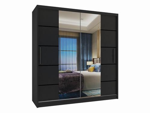 Kledingkast  zwart 158 cm breed met spiegel en 2 lades Zwart, Huis en Inrichting, Kasten | Kleerkasten, 50 tot 75 cm, Met lade(s)