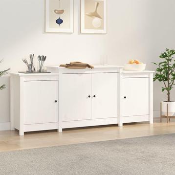 vidaXL Dressoir 164x37x68 cm massief grenenhout wit, Verzenden, Nieuw