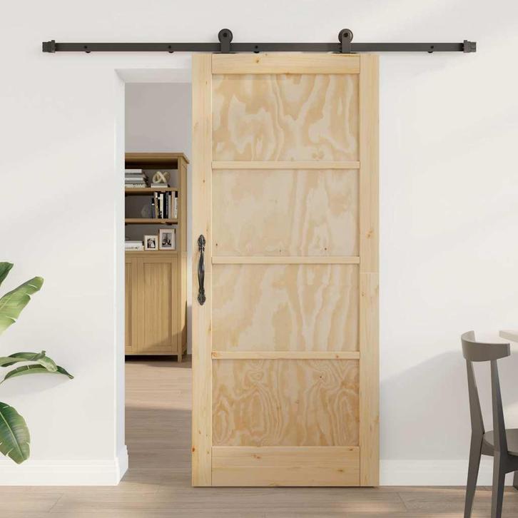 vidaXL Schuifdeuren set Naturel en zwart 86 x 198.5 cm, Doe-het-zelf en Bouw, Deuren en Vliegenramen, Nieuw, Verzenden