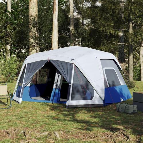 vidaXL Tent met LED 10-persoons snelontgrendeling lichtblauw, Caravanes & Camping, Tentes, Envoi