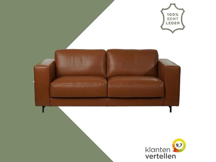 Leren bank Clear - 3 zits - Elegance Cognac (cognac) -, Antiek en Kunst, Antiek | Meubels | Stoelen en Sofa's, Ophalen of Verzenden