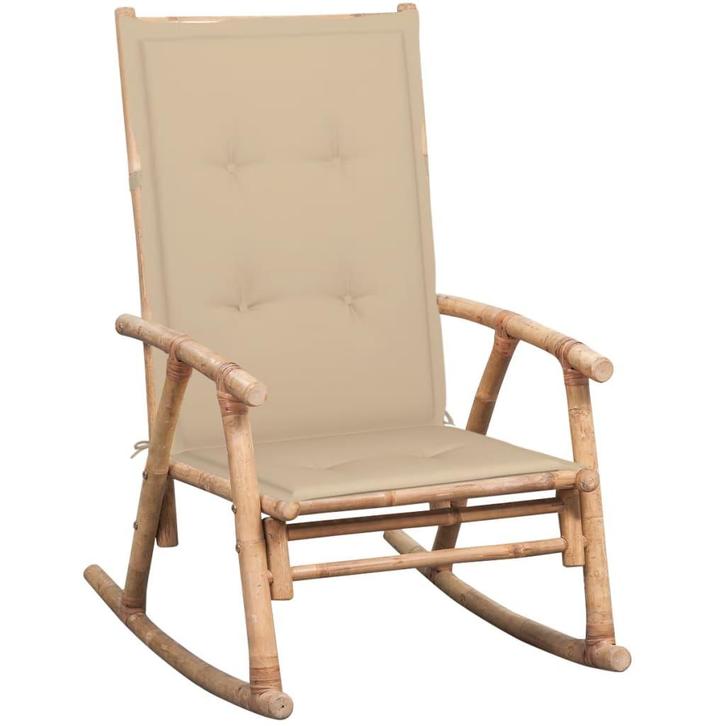 vidaXL Schommelstoel met kussen bamboe, Tuin en Terras, Tuinstoelen, Nieuw, Verzenden