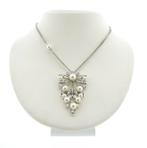 18 Krt. Witgouden collier met parel en diamant 1,75 ct. ;..., Gebruikt, Overige kleuren, Ophalen of Verzenden, Met edelsteen