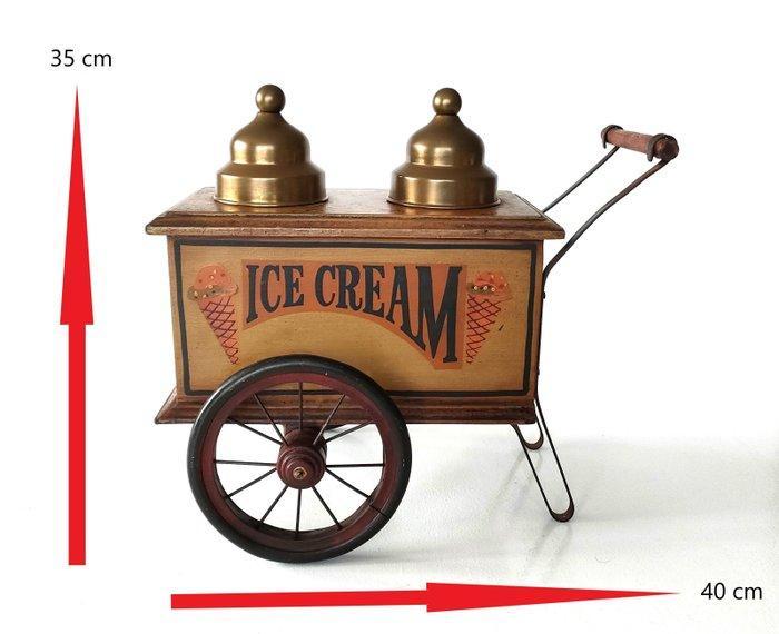 Trolley - handgeschilderd decoratief ijsje - Hout, Messing,, Antiquités & Art, Curiosités & Brocante