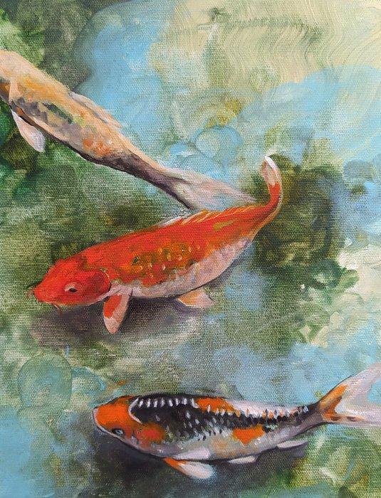 Valeria Pesce - HEAVENLY KOI, Antiek en Kunst, Kunst | Schilderijen | Modern