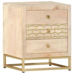 vidaXL Nachtkastje 40x30x50 cm massief mangohout goudkleurig, Huis en Inrichting, Slaapkamer | Nachtkastjes, Verzenden, Nieuw