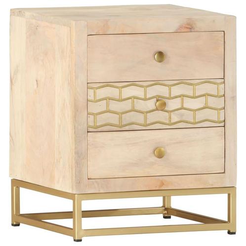 vidaXL Nachtkastje 40x30x50 cm massief mangohout goudkleurig, Huis en Inrichting, Slaapkamer | Nachtkastjes, Nieuw, Verzenden