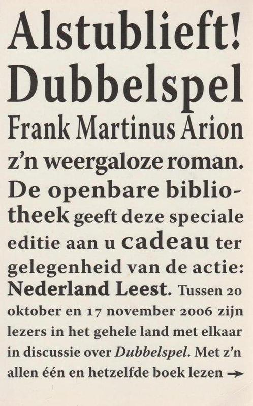 Dubbelspel  Frank Martinus  Arion 0009059650433, Boeken, Overige Boeken, Gelezen, Verzenden
