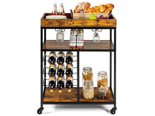 Verrijdbare Serveerwagen Multifunctionele 3-Etage Trolley, Huis en Inrichting, Woonaccessoires | Overige, Nieuw, Verzenden