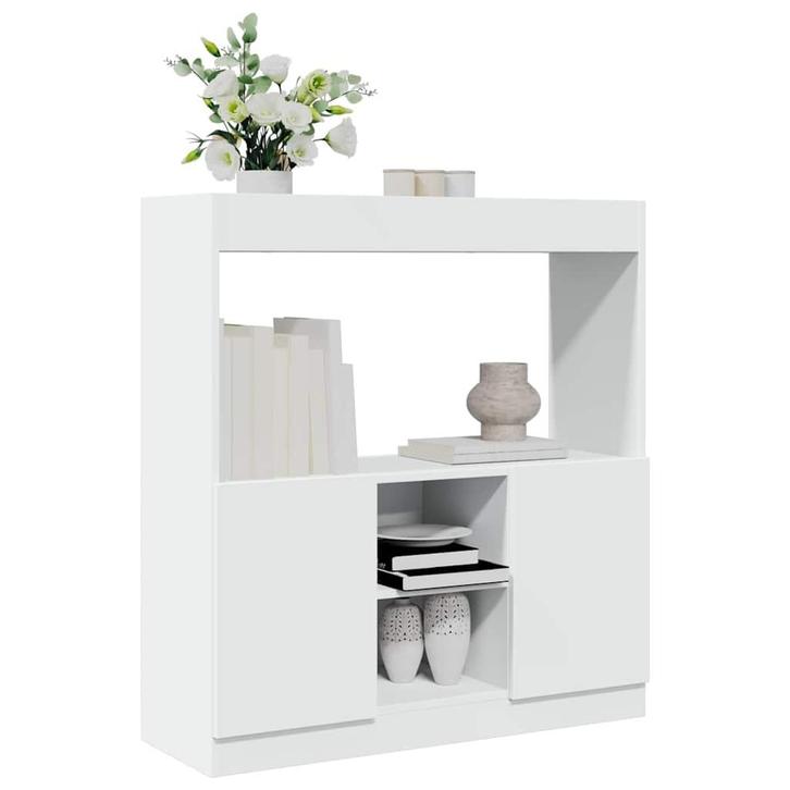 vidaXL Hoge kast 92x33x100 cm bewerkt hout wit, Huis en Inrichting, Kasten | Boekenkasten, Nieuw, Verzenden