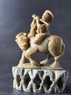 Figure - Old Chinese Soapstone Carving – Boy Riding Water, Antiek en Kunst