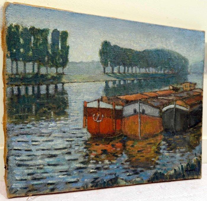 Guy Pichon (1933-2007) - La Seine à La Bouille près de Rouen, Antiquités & Art, Art | Peinture | Classique
