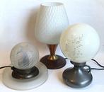 Lamp - glas, hout, metaal - 3 vintage tafellampen, Antiek en Kunst