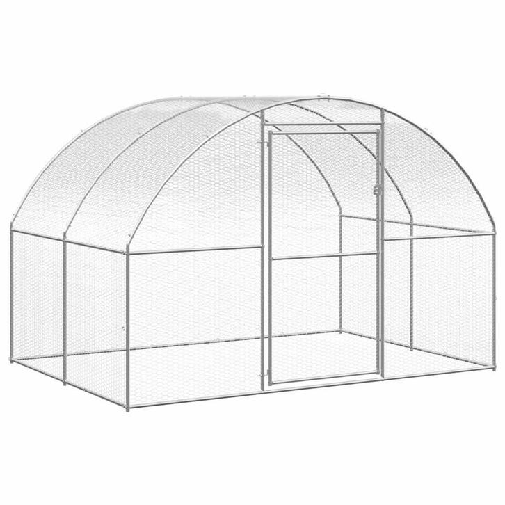 vidaXL Kippenren 3x2x2 m gegalvaniseerd staal, Dieren en Toebehoren, Knaagdieren en Konijnen | Hokken en Kooien, Nieuw, Verzenden