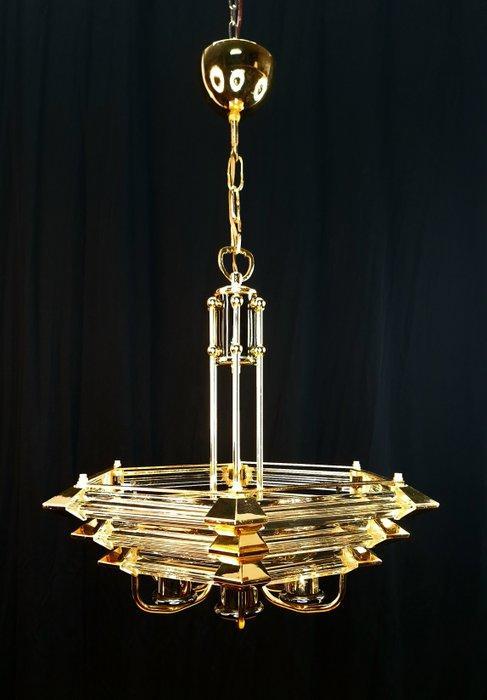 Lustre - Laiton, Verre, Antiek en Kunst, Antiek | Verlichting