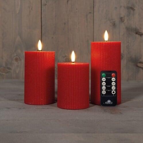 Ledkaars 3d flame wax candle ribbel rood annas collection, Hobby en Vrije tijd, Knutselen, Nieuw