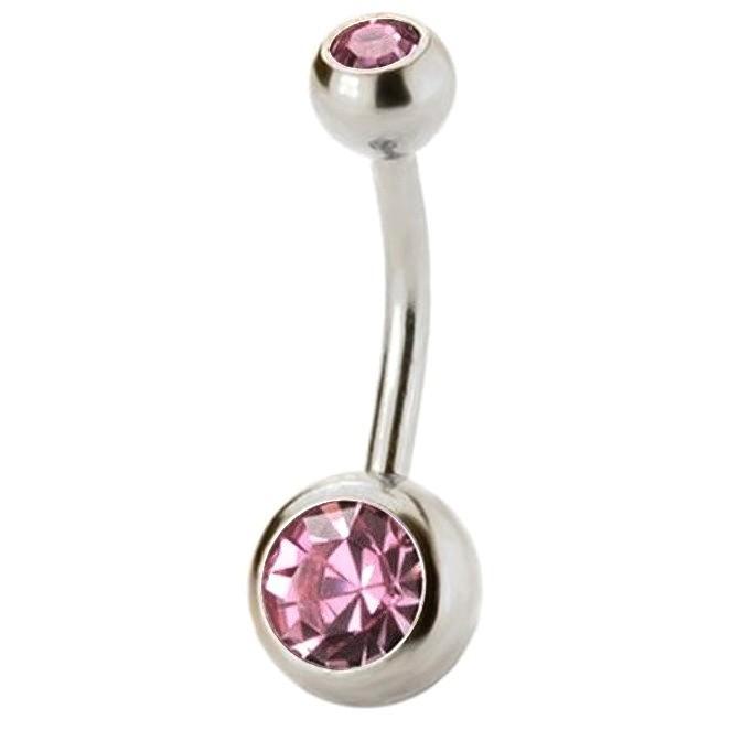 Fako Bijoux® - Navelpiercing - Kristal - Roze, Handtassen en Accessoires, Piercings, Verzenden