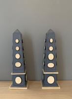 sculptuur, Paire dobélisques à lantique - 42 cm - Gips,