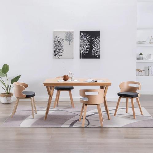 vidaXL Eetkamerstoelen 4 st gebogen hout en kunstleer zwart, Huis en Inrichting, Stoelen, Nieuw, Verzenden