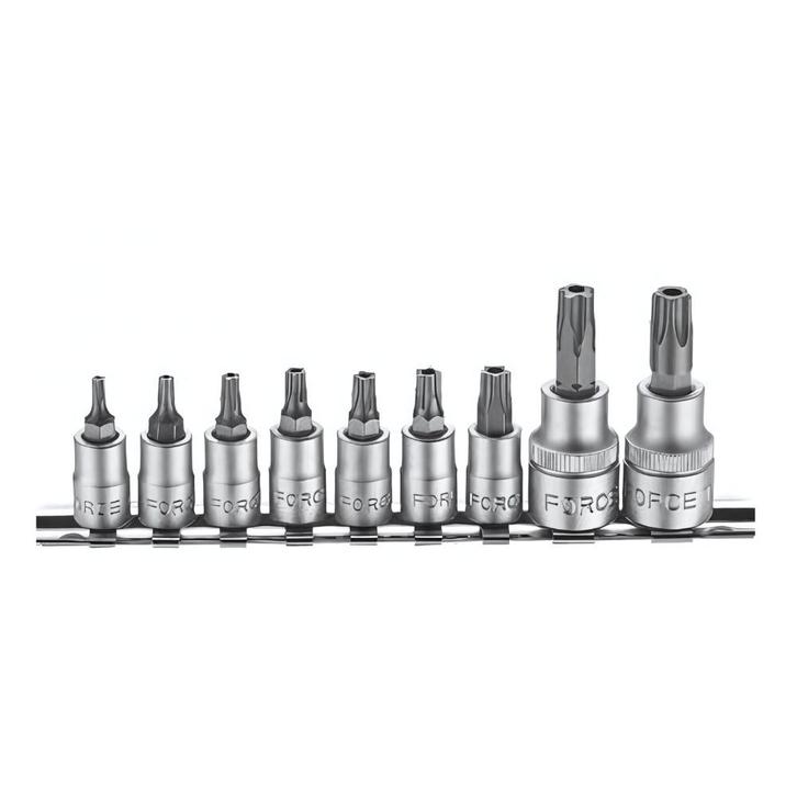 FORCE 1/4 en 3/8 Doppen set 5-kant Resistorx TS 9-delig, Doe-het-zelf en Bouw, Gereedschap | Handgereedschap, Nieuw, Ophalen of Verzenden