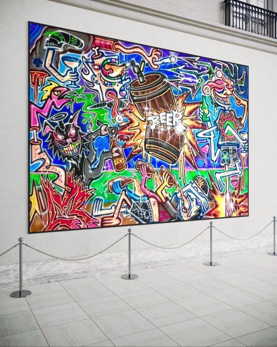 Doped Out M - The alcoholic canvas - 100% Original XXL, Antiek en Kunst, Kunst | Schilderijen | Modern